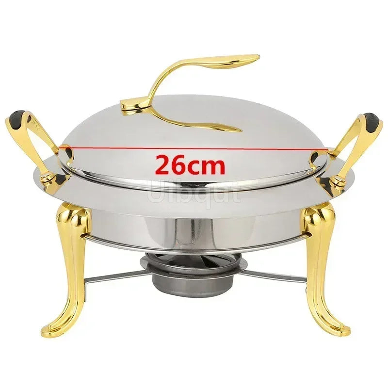 Gold-Finish Stainless Steel Chafing Dish Pot for Hotpot