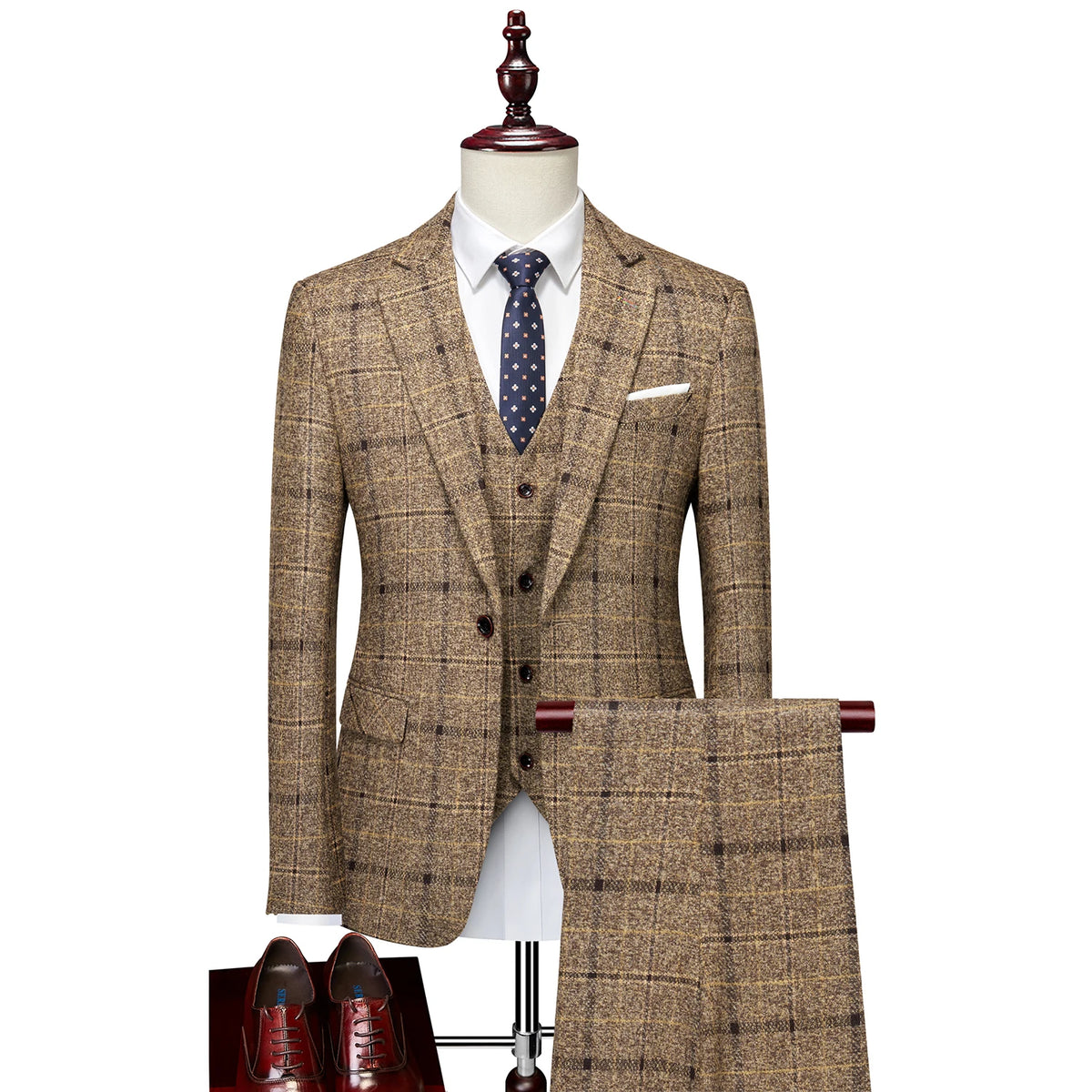 Men’s Three-Piece Suit Set with Vest and Trousers