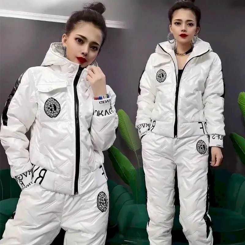Women's Hooded Winter Jacket & Padded Trousers Set