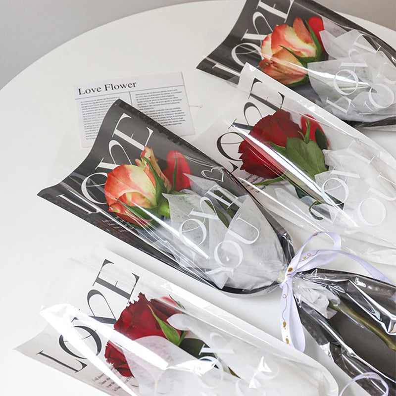 LOVE Transparent Flower Packaging Bags – 20 Pack