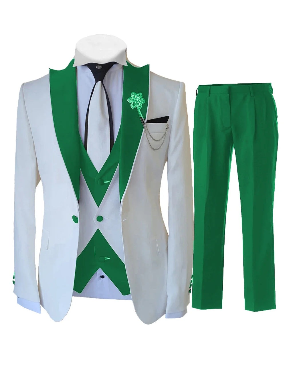 Men's Slim-Fit 3-Piece Wedding Suit Set | Model Pink