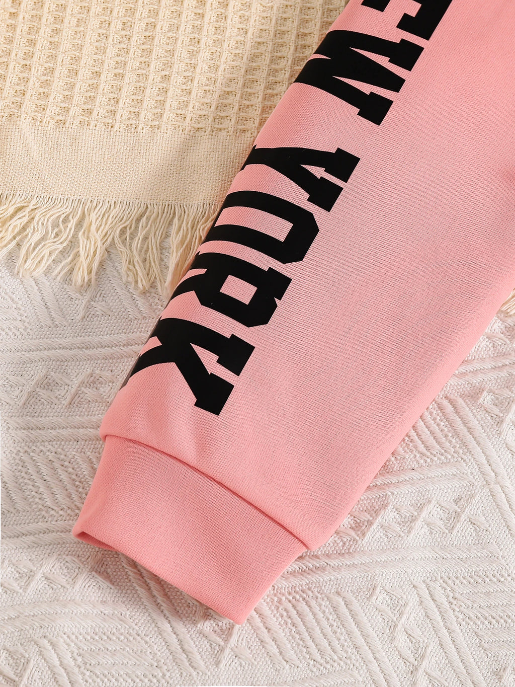 Girls' 3-Piece Letter-Print Hoodie, Vest & Pants Set