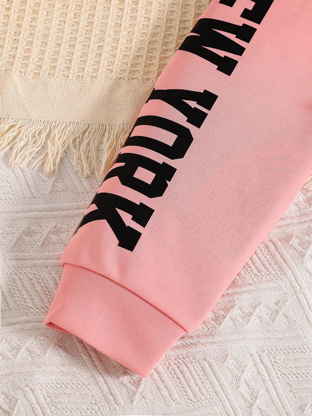 Girls' 3-Piece Letter-Print Hoodie, Vest & Pants Set