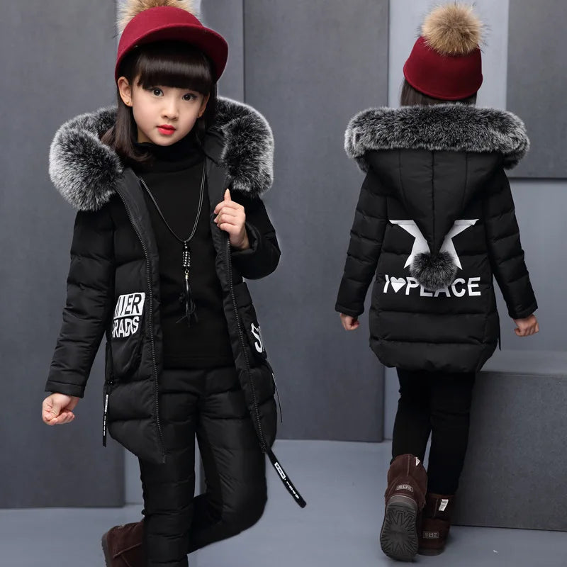 Girls' 3-Piece Winter Outfit with Hooded Vest | Model Pink