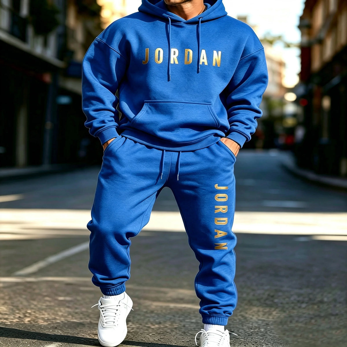 Men's Printed Hoodie & Sweatpants Two-Piece Set