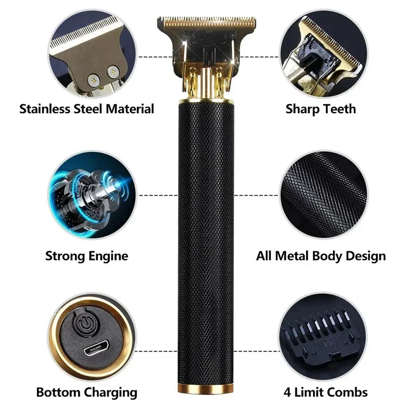 Cordless USB Hair Clipper with Stainless Steel Blade