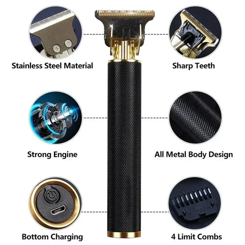 Cordless USB Hair Clipper with Stainless Steel Blade