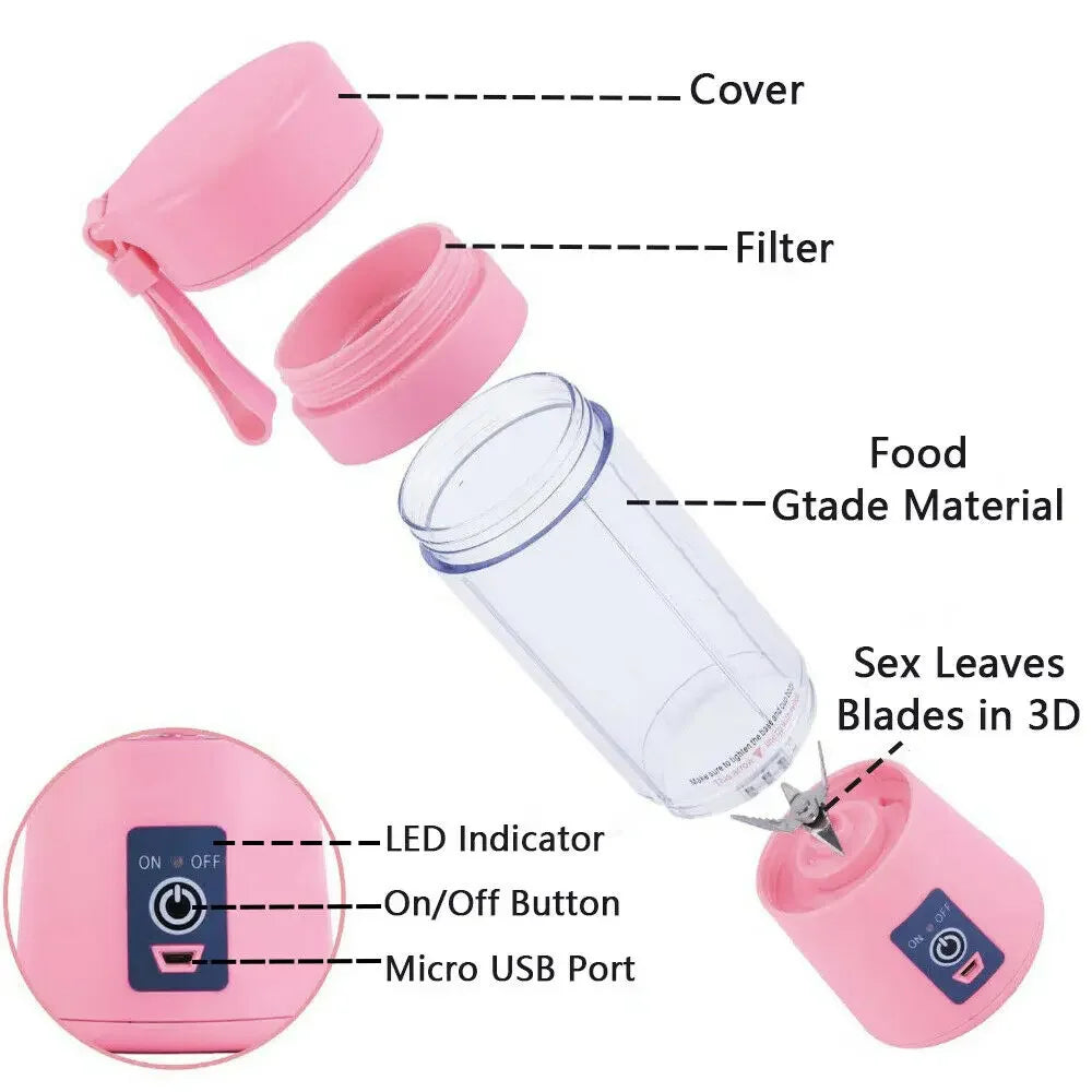 Portable USB Rechargeable Personal Blender, 380 ml