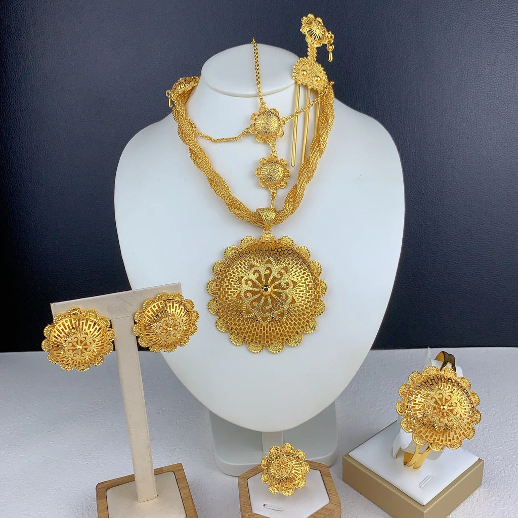 Gold-Tone Floral Wedding Jewelry Set, 6 Pieces