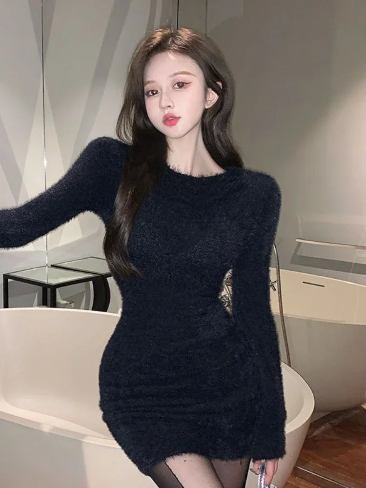 Women’s Long-Sleeve Knit Bodycon Mini Dress