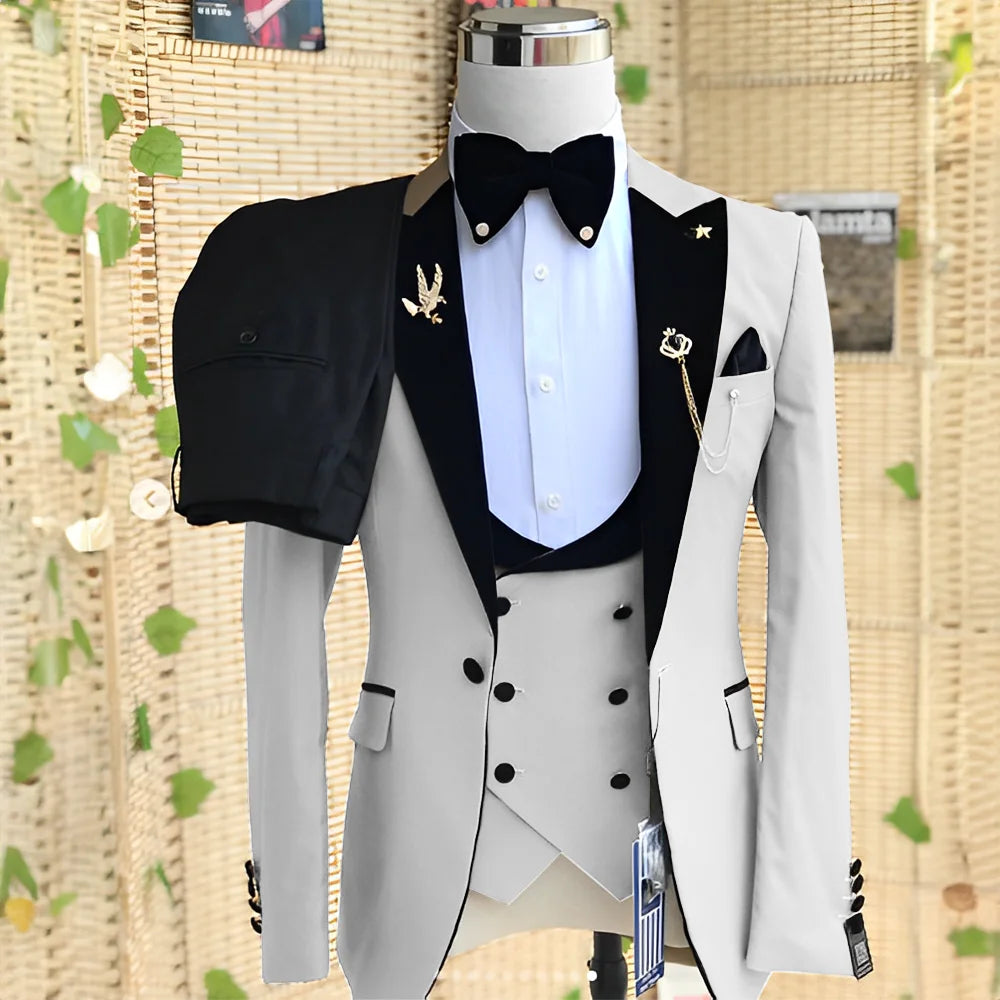 Men’s Slim-Fit 3-Piece Wedding Suit – Jacket, Trousers & Waistcoat