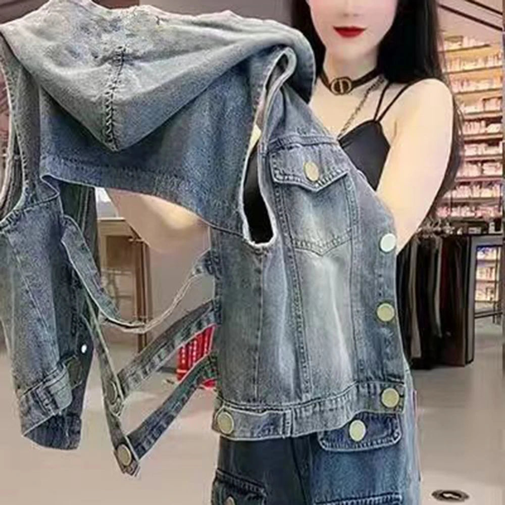 Women’s Blue Button-Front Vest