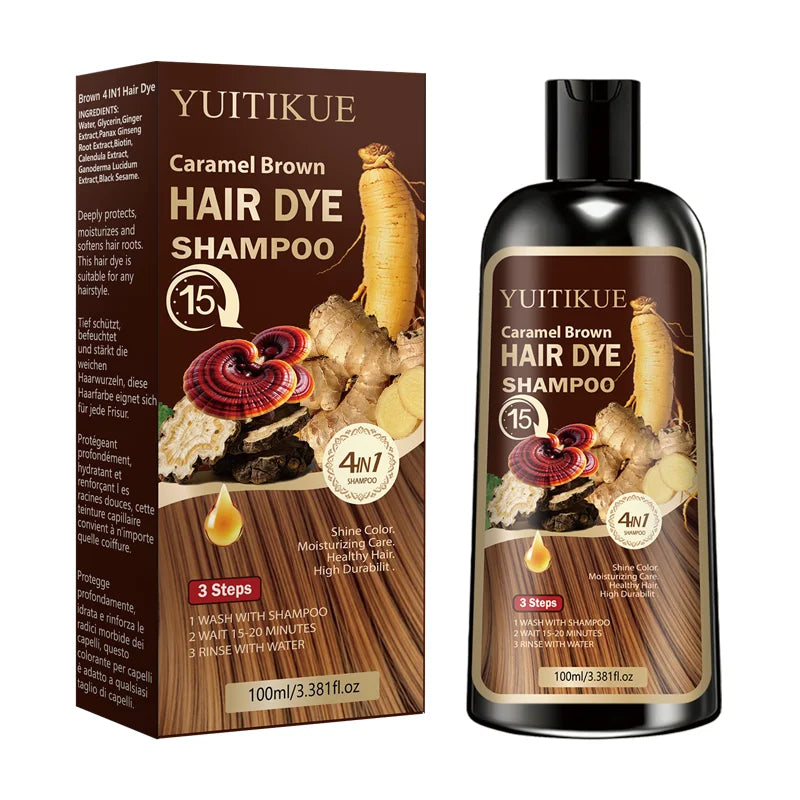 YUITIKUE Caramel Brown Hair Dye Shampoo – 100 ml