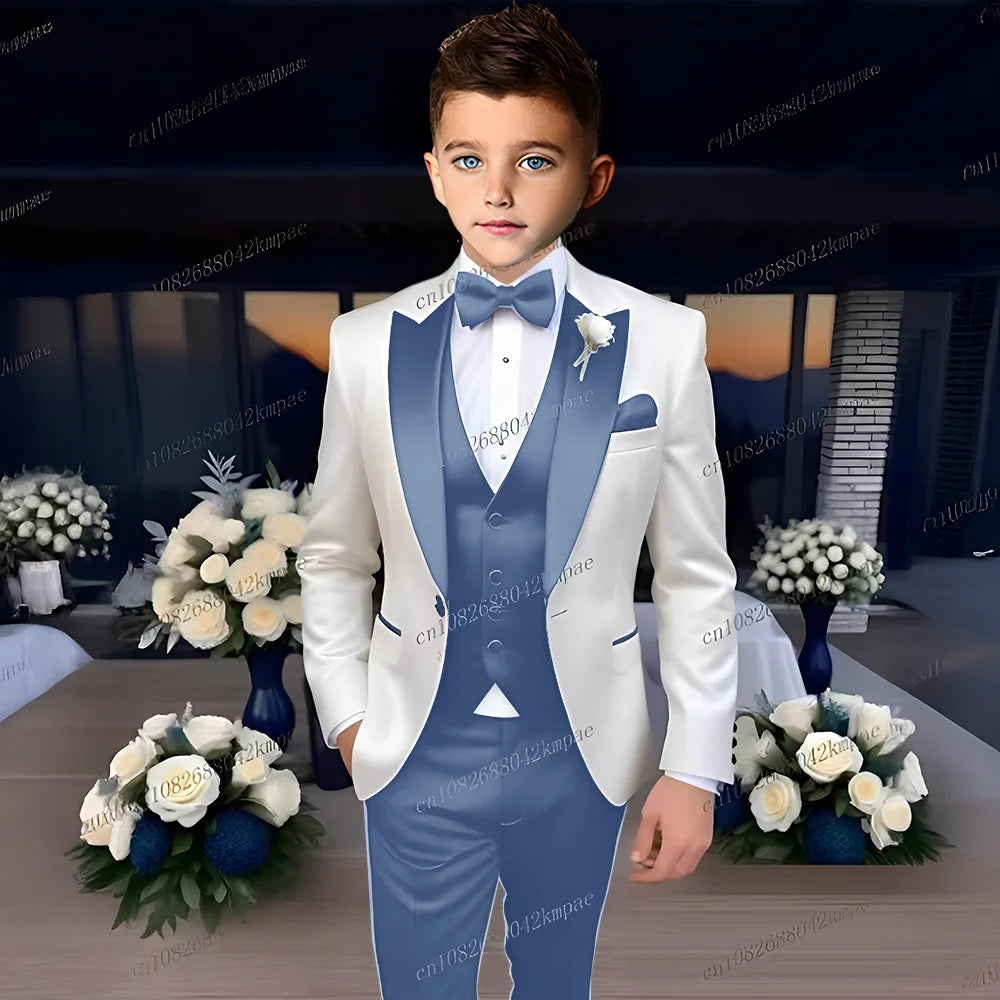 Boys’ 3-Piece Formal Suit – Blazer, Vest & Trousers