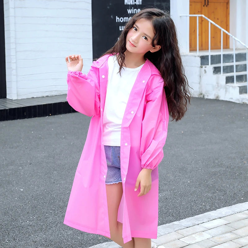 Kids' Hooded EVA Rain Poncho, 85 cm