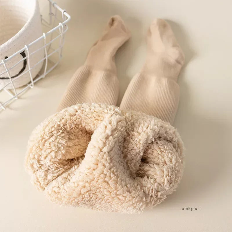 Kids' Thick Cotton Winter Tights | Model Pink