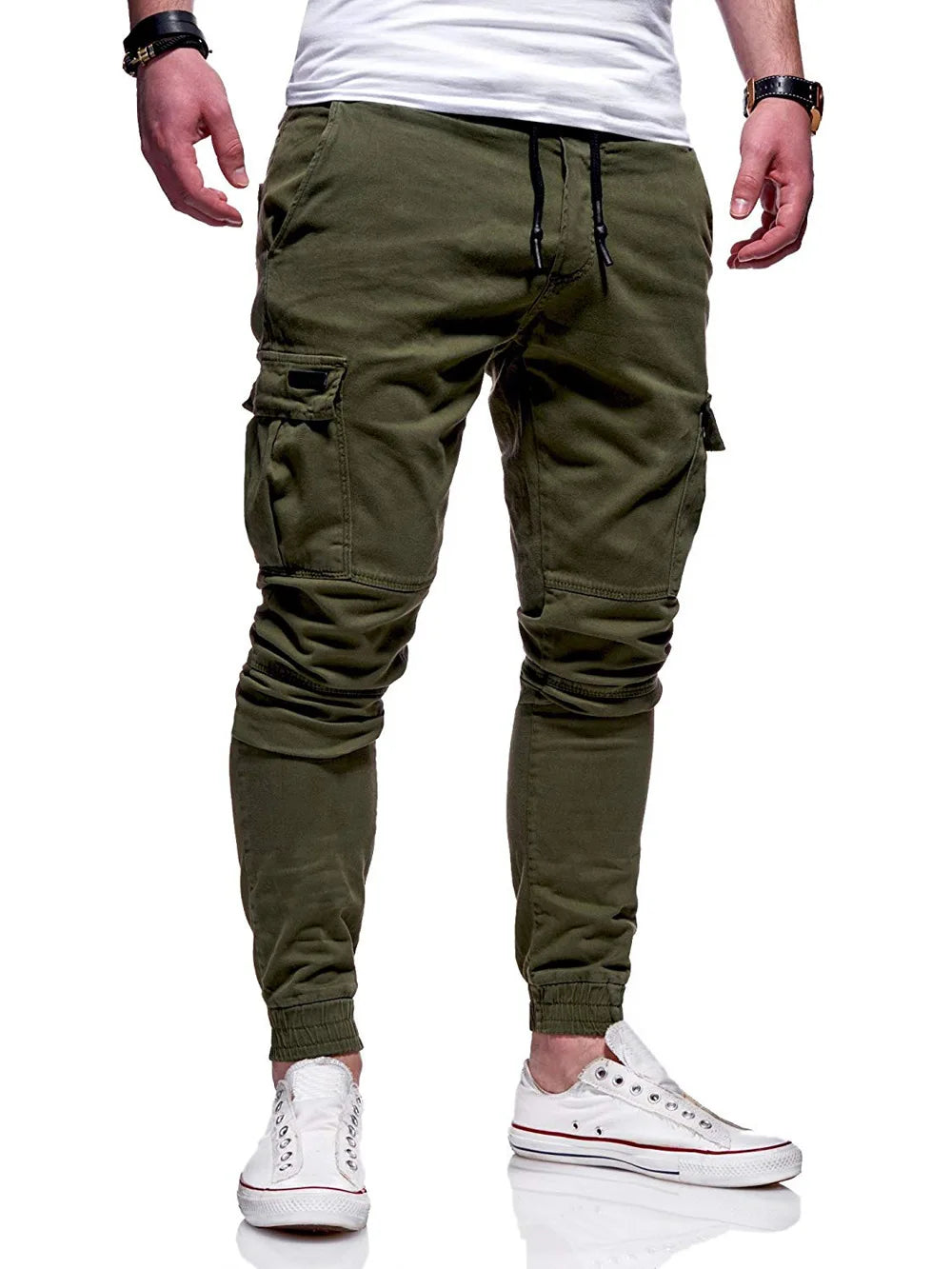 Men’s Elastic-Waist Casual Trousers with Pockets