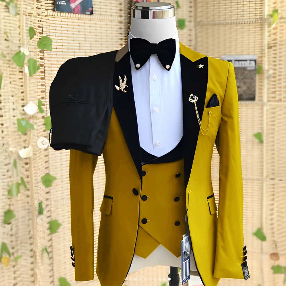 Men’s Slim-Fit 3-Piece Wedding Suit – Jacket, Trousers & Waistcoat