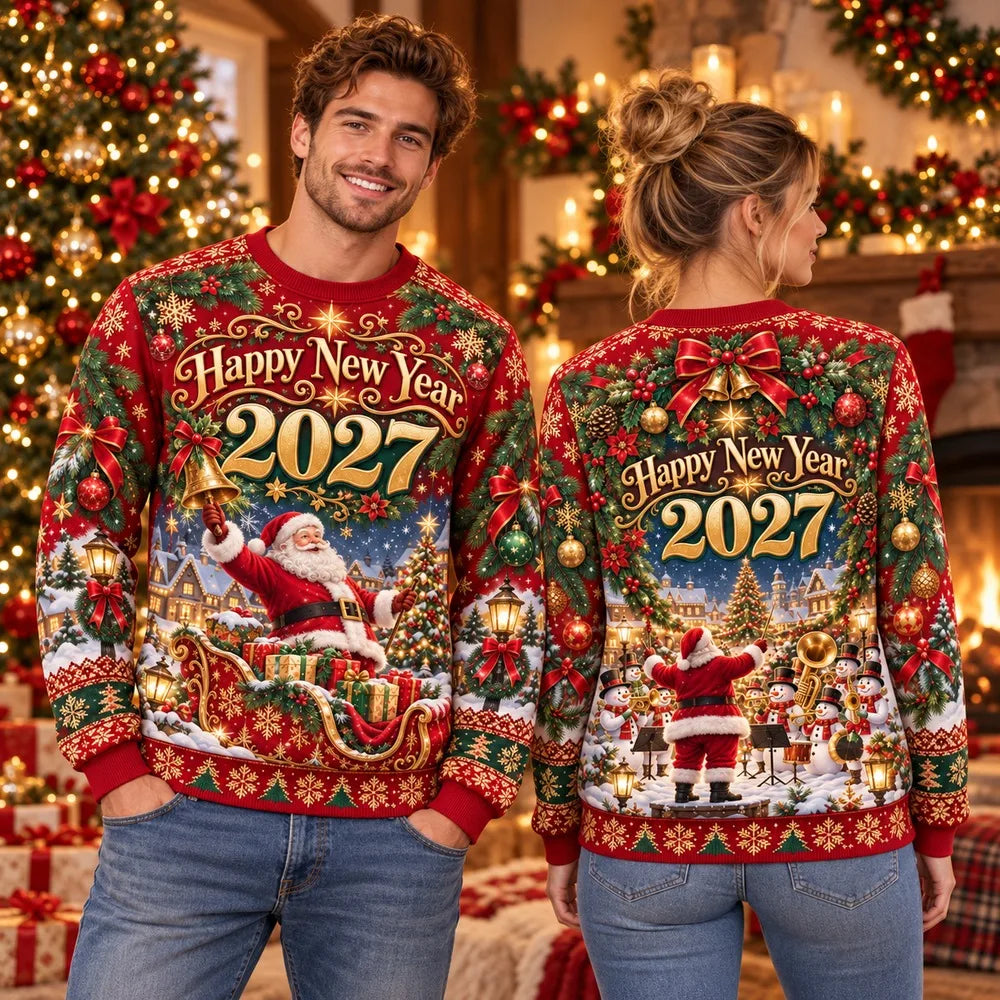 Santa & Sleigh Christmas Print Crewneck Sweatshirt