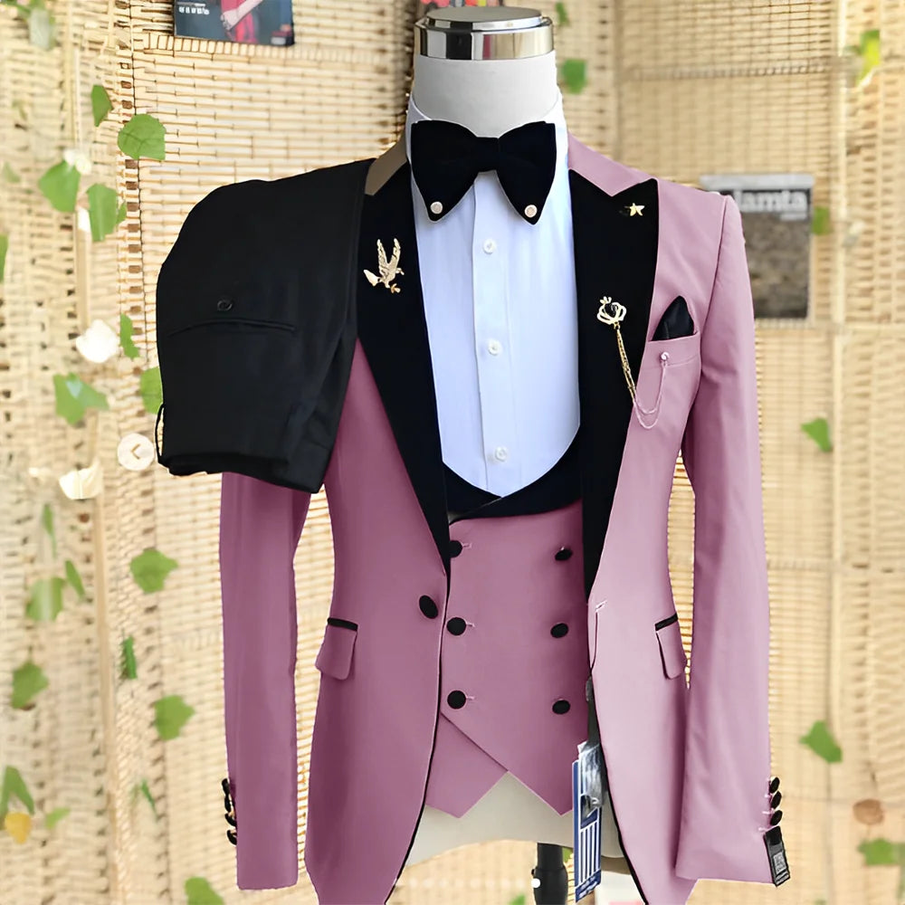 Men’s Slim-Fit 3-Piece Wedding Suit – Jacket, Trousers & Waistcoat