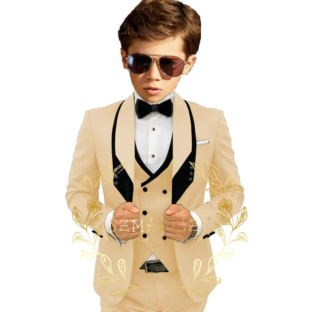 Boys’ 3-Piece Formal Suit with Elastic-Waist Trousers