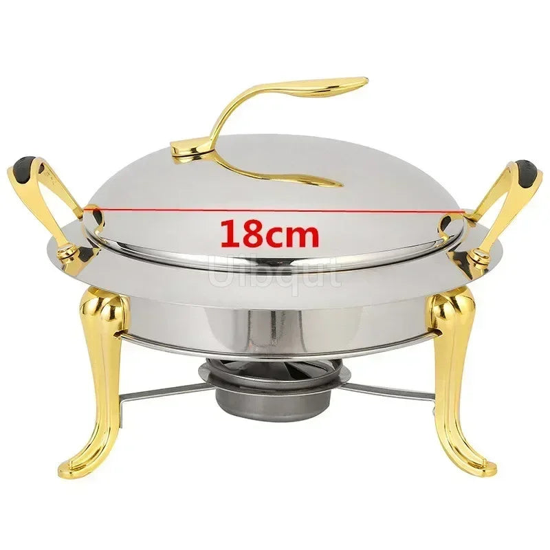 Gold-Finish Stainless Steel Chafing Dish Pot for Hotpot