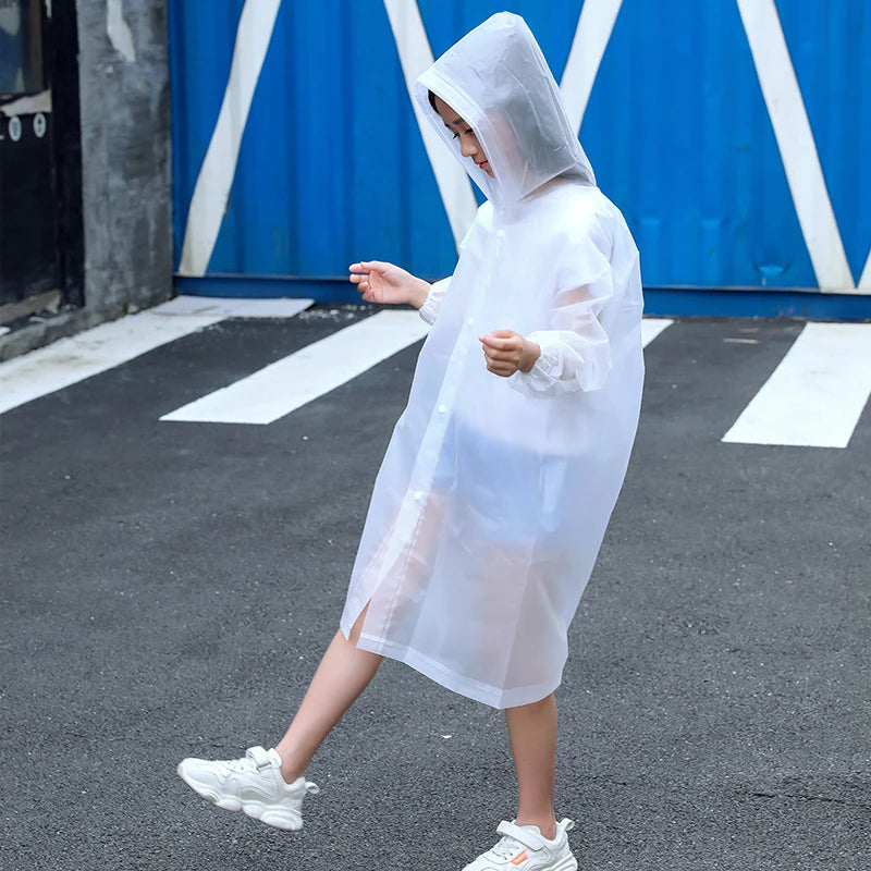 Kids' Hooded EVA Rain Poncho, 85 cm