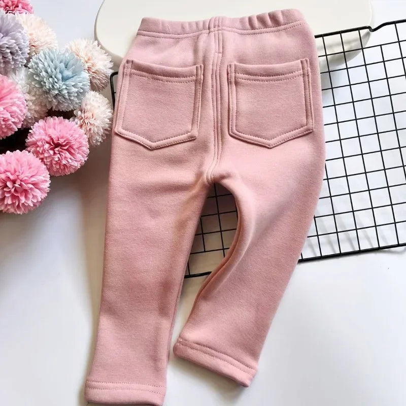 Kids' Fleece-Lined Denim Jeans with Elastic Waist