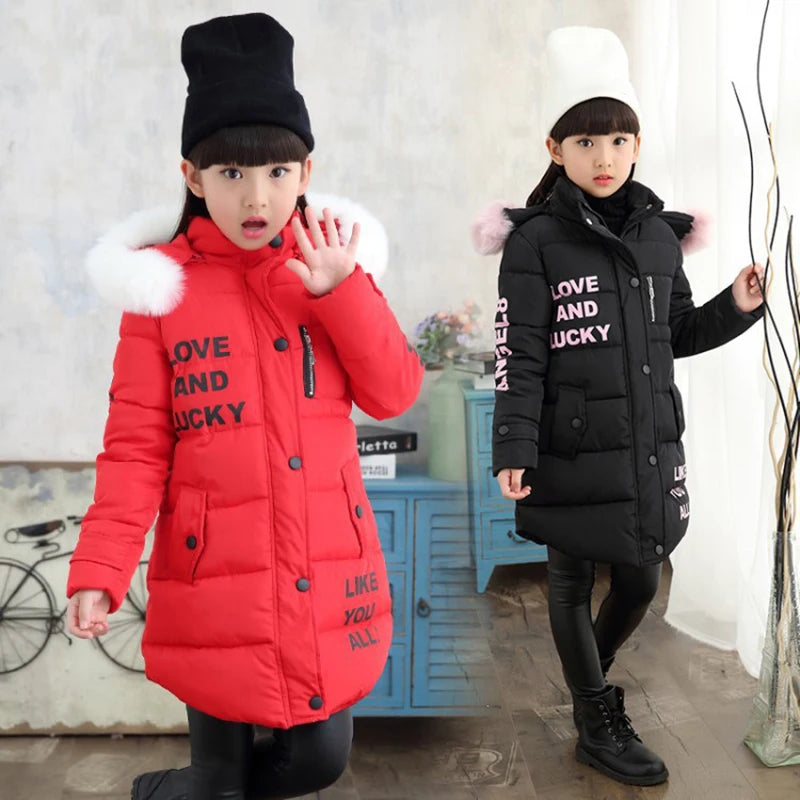 Girls' Hooded Cotton Winter Coat