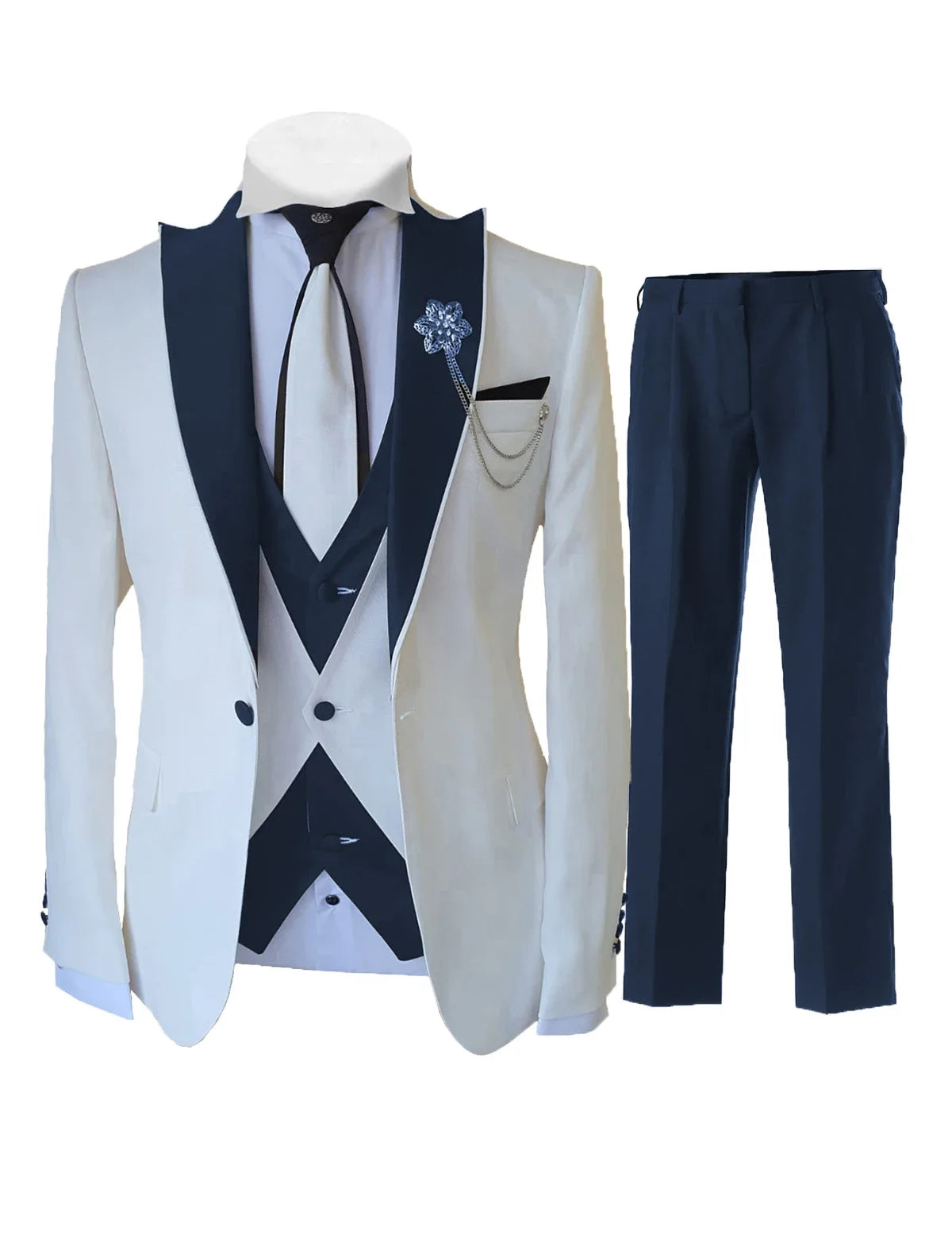 Men's Slim-Fit 3-Piece Wedding Suit Set | Model Pink