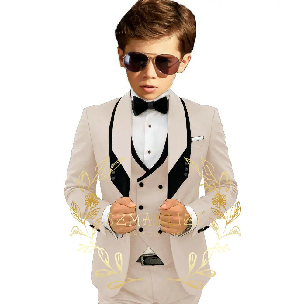 Boys’ 3-Piece Formal Suit with Elastic-Waist Trousers