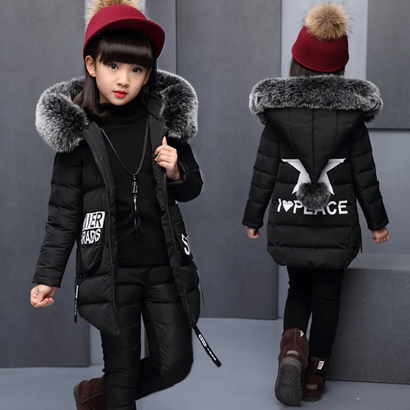 Girls' 3-Piece Winter Outfit with Hooded Vest | Model Pink