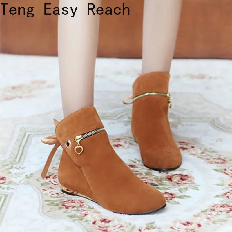 Women's Faux-Suede Ankle Boots with Bow Detail | Model Pink