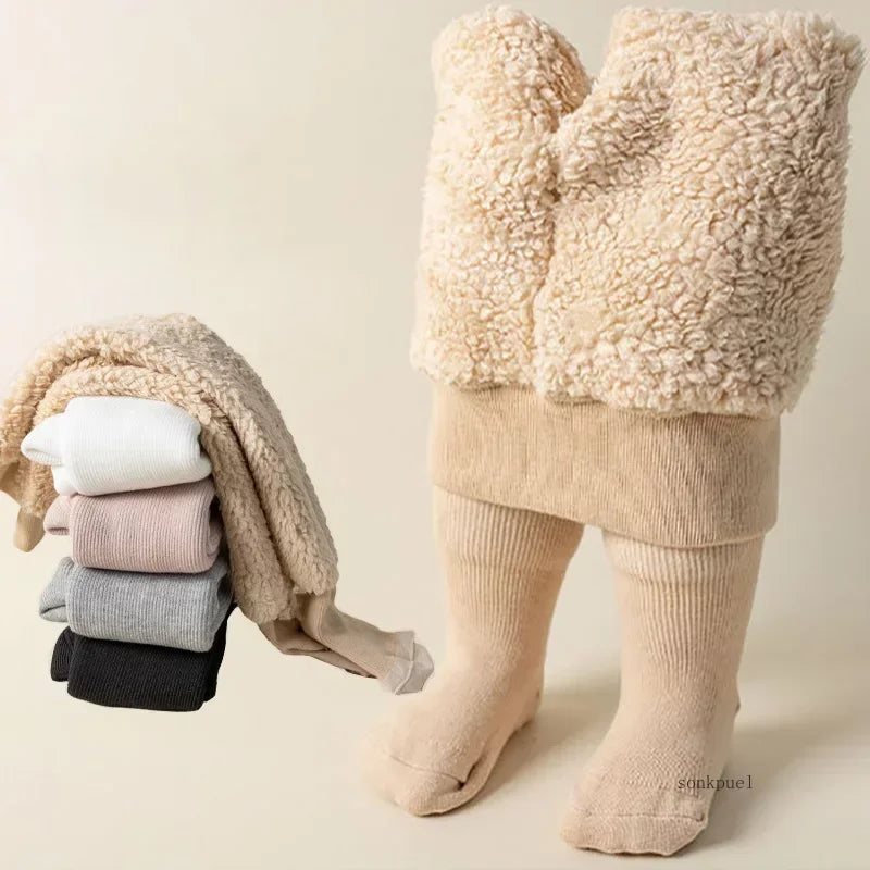 Kids' Thick Cotton Winter Tights | Model Pink