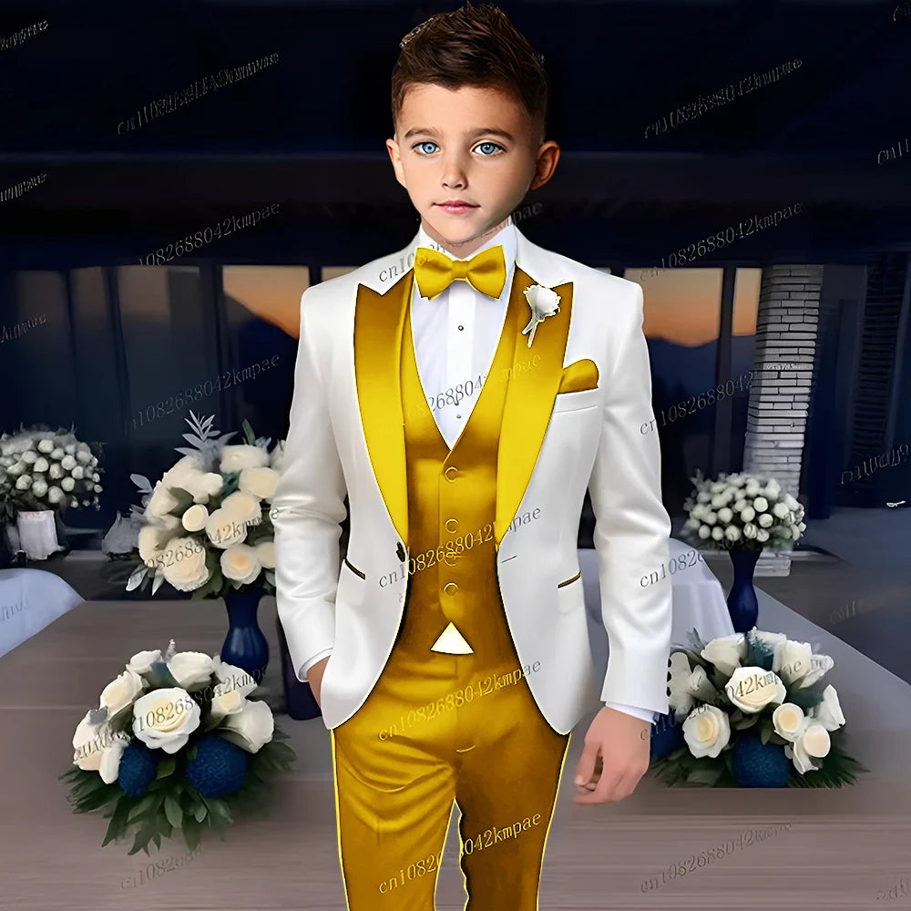 Boys’ 3-Piece Formal Suit – Blazer, Vest & Trousers