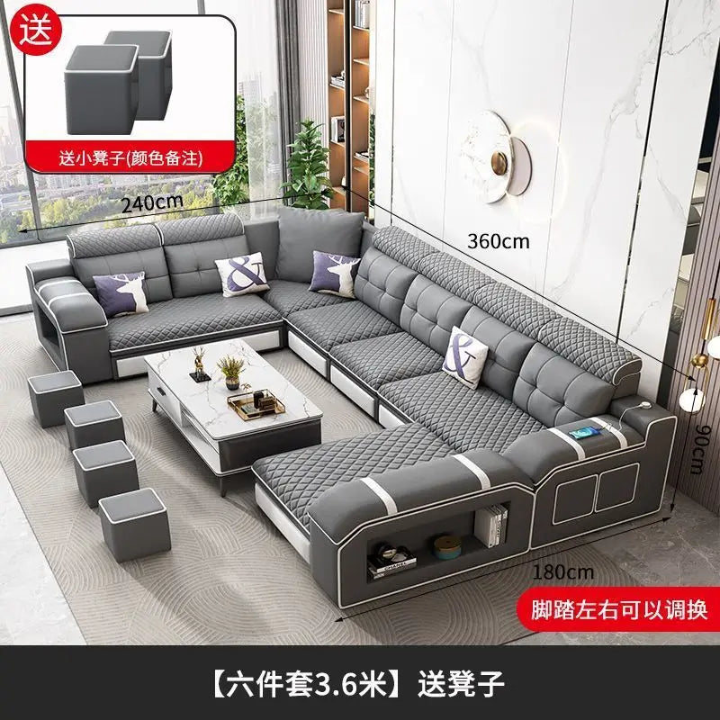 Modern U-Shaped Sectional Sofa with Removable Covers
