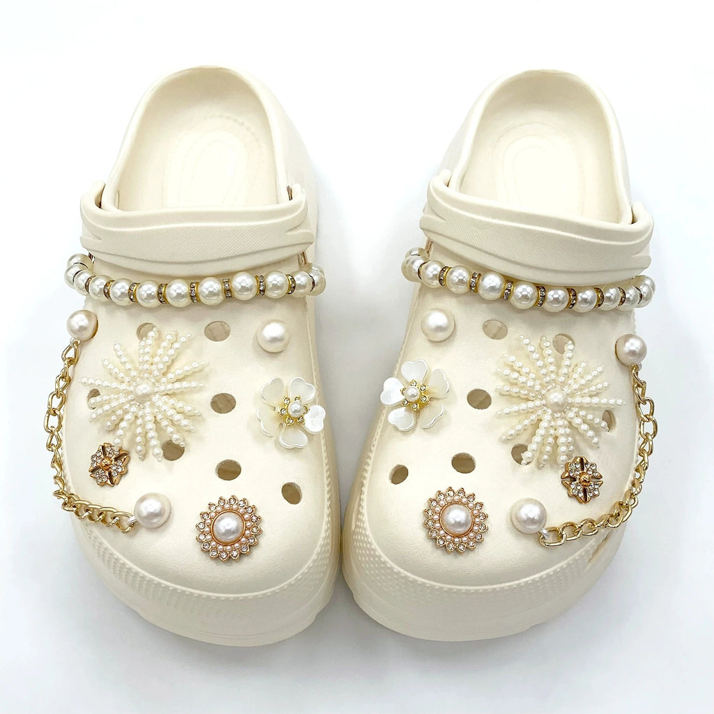 14-Piece Pearl-Style Shoe Charm Set