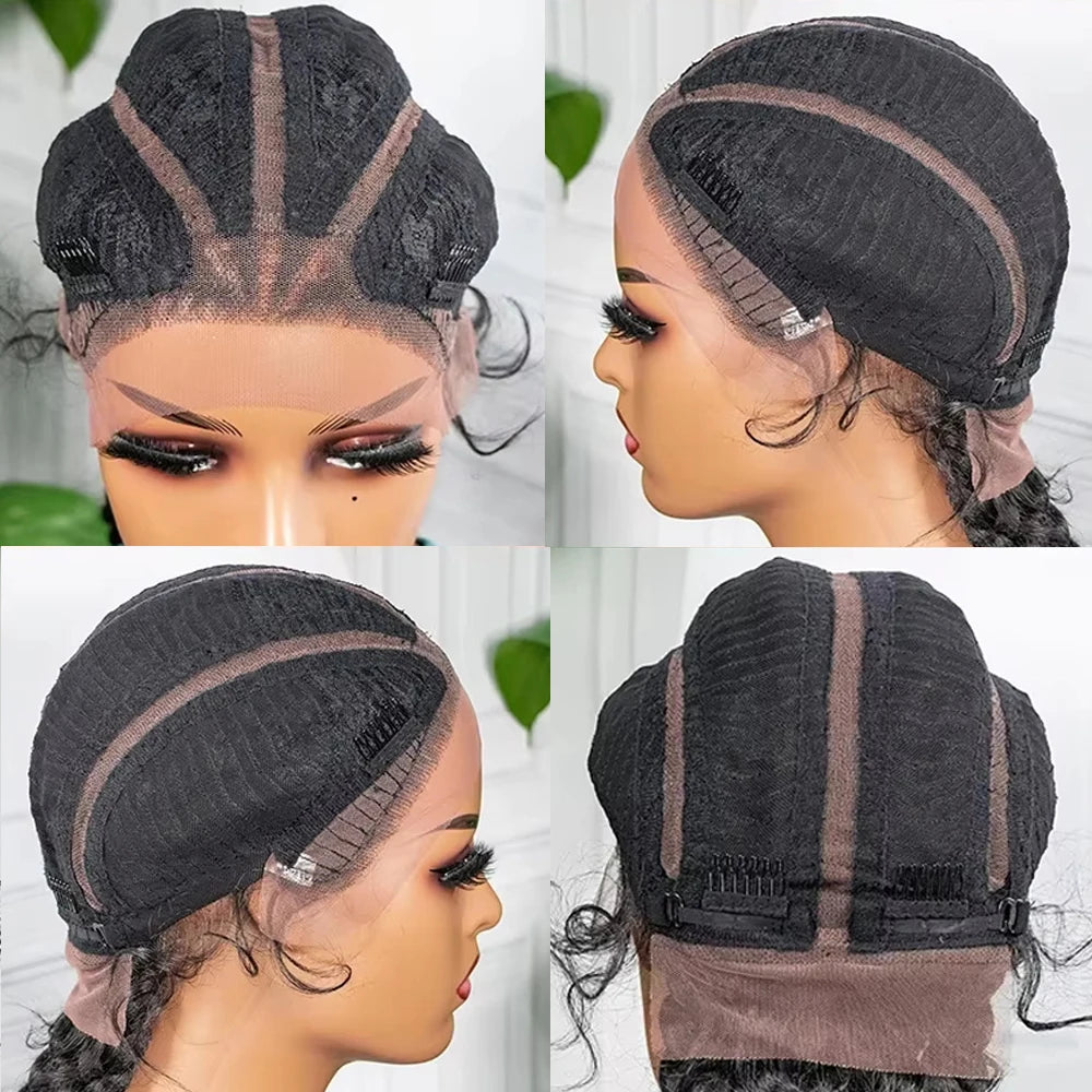 Dark Burgundy 4-Braid Lace-Front Wig with Baby Hair | Model Pink