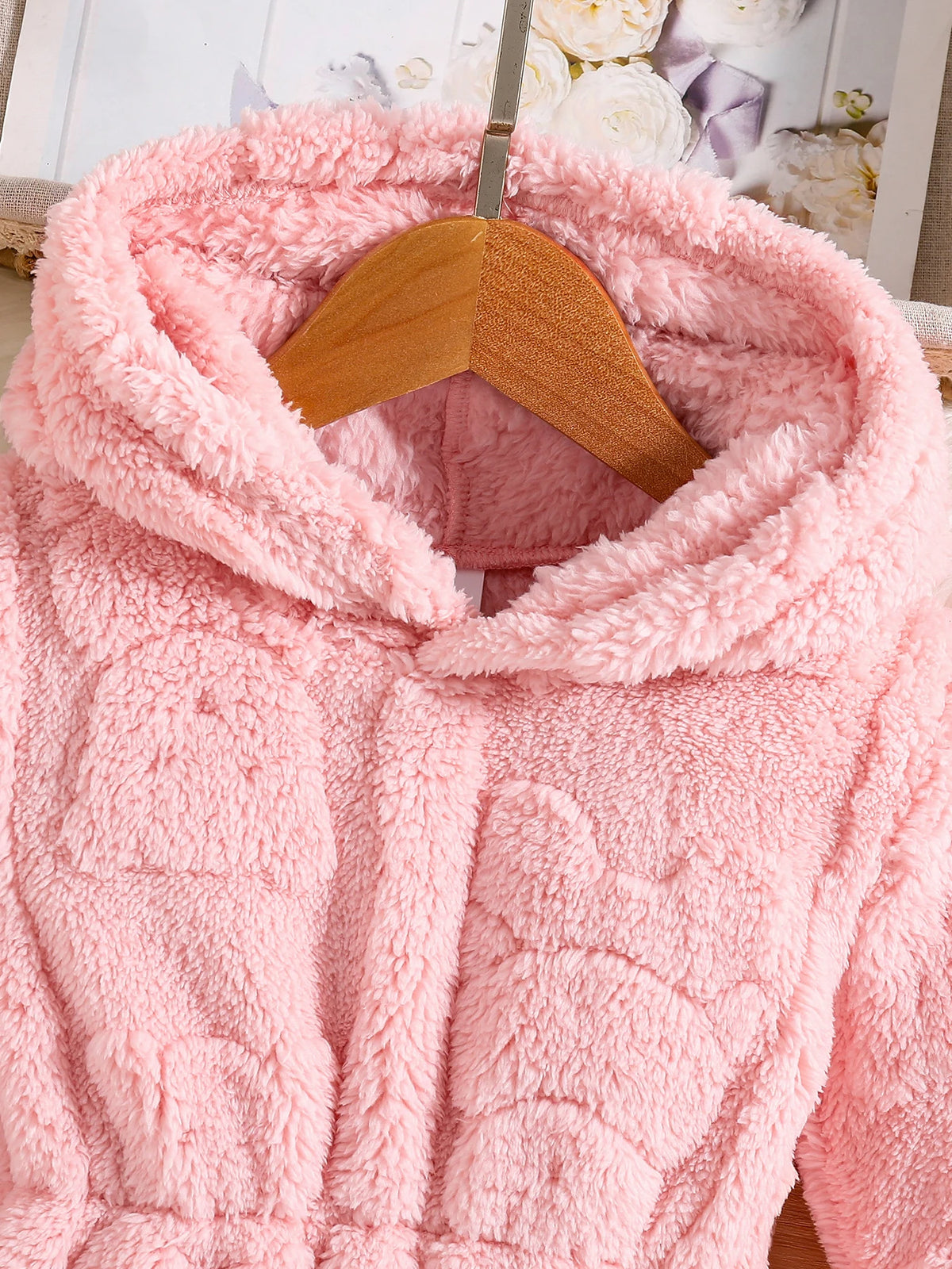 Girls' Pink Hooded Corduroy Jacket | Model Pink