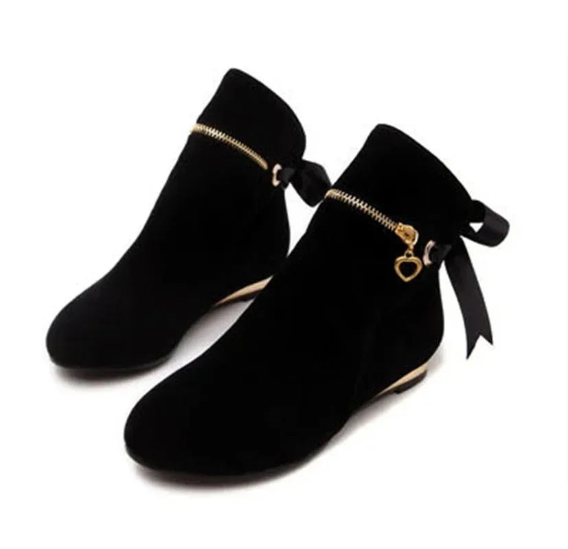 Women's Faux-Suede Ankle Boots with Bow Detail | Model Pink