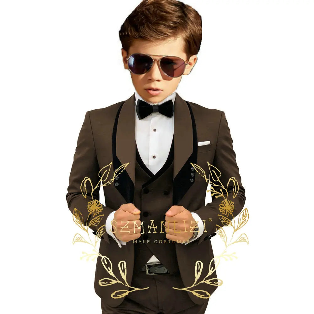 Boys’ 3-Piece Formal Suit with Elastic-Waist Trousers