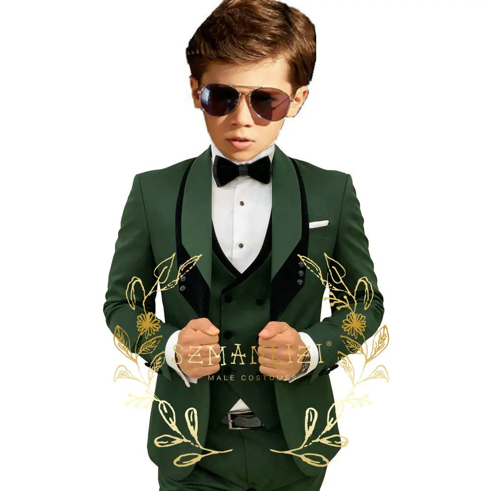 Boys’ 3-Piece Formal Suit with Elastic-Waist Trousers