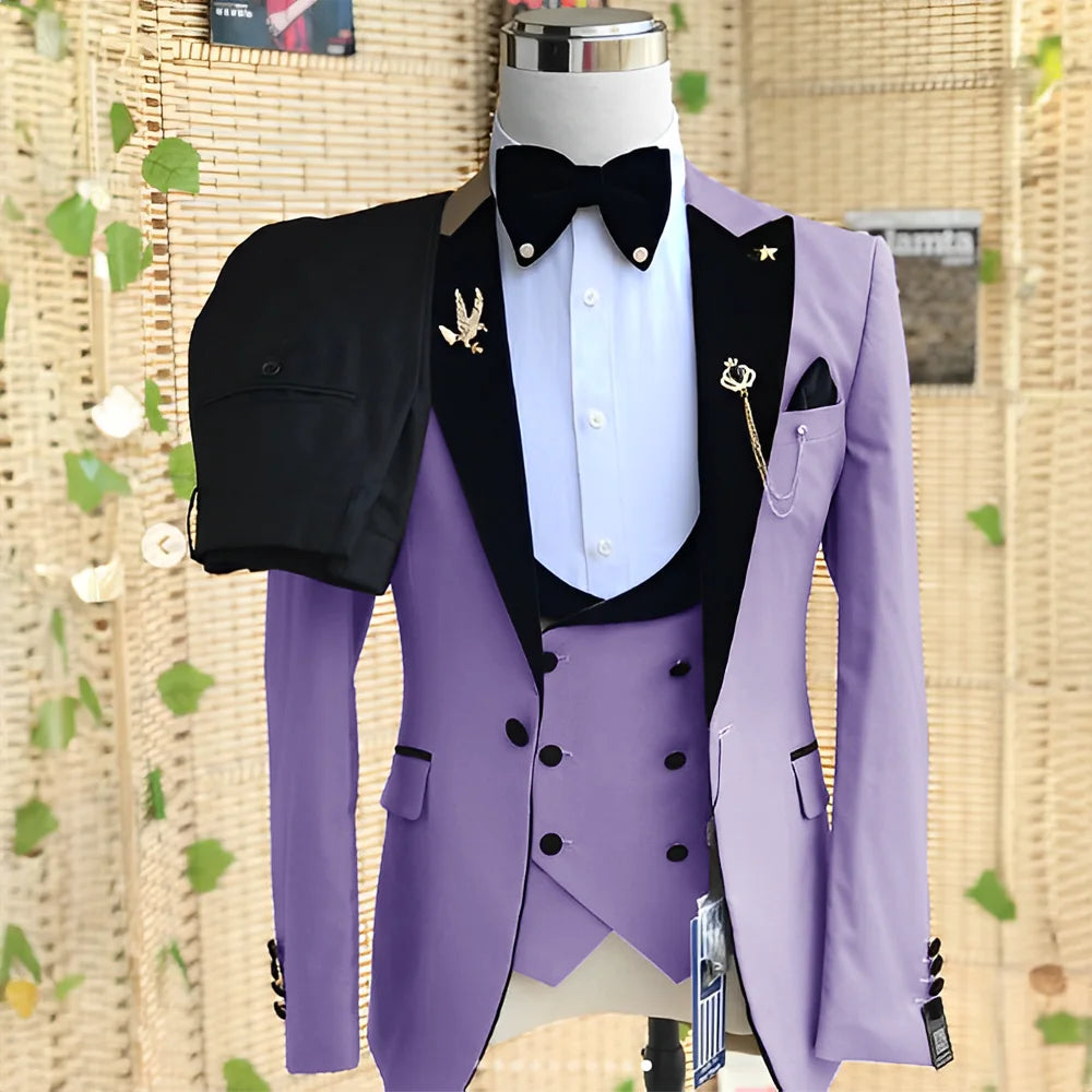 Men’s Slim-Fit 3-Piece Wedding Suit – Jacket, Trousers & Waistcoat