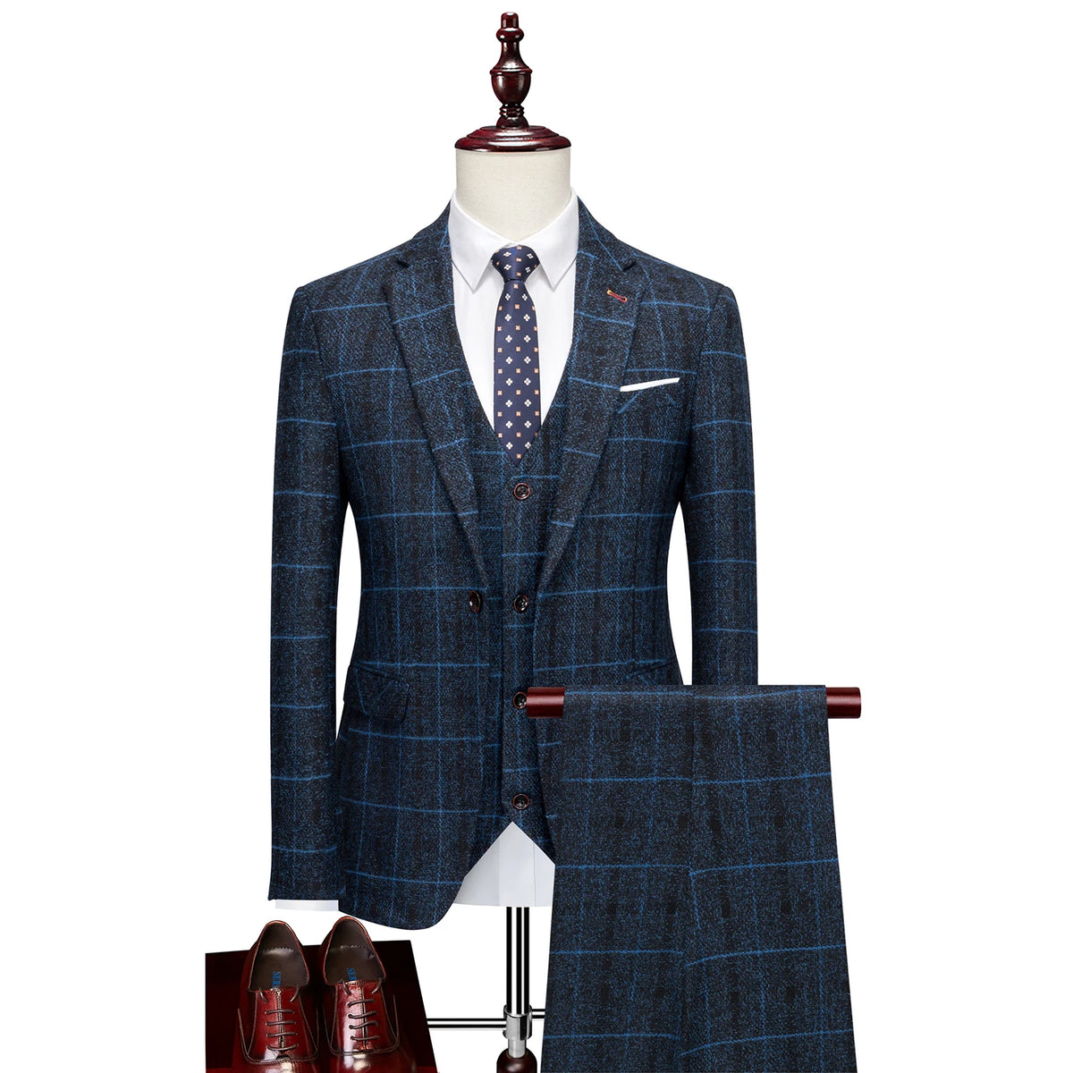 Men’s Three-Piece Suit Set with Vest and Trousers