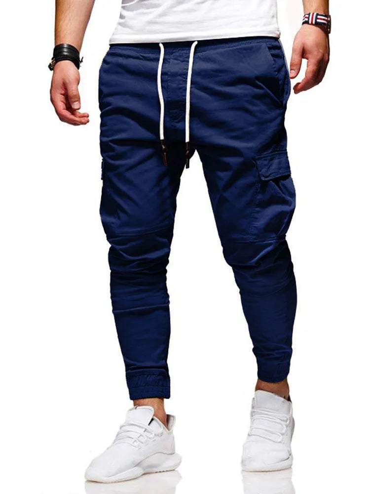 Men’s Elastic-Waist Casual Trousers with Pockets