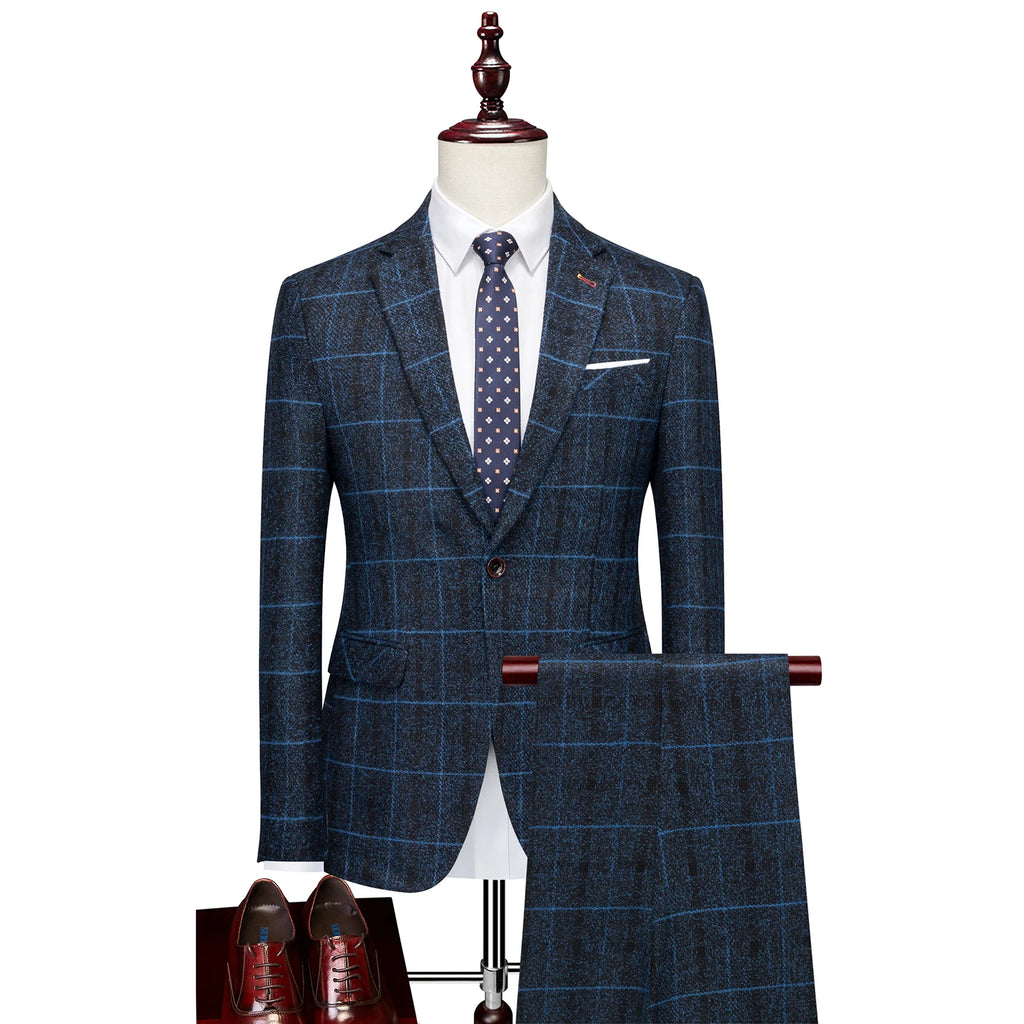 Men’s Three-Piece Suit Set with Vest and Trousers