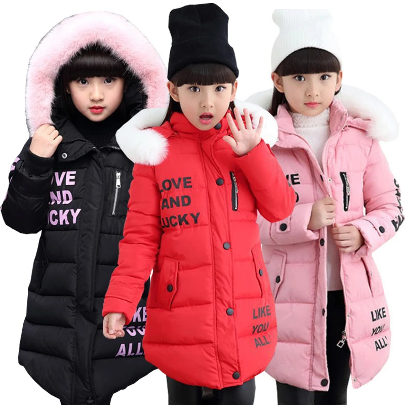Girls' Hooded Cotton Winter Coat