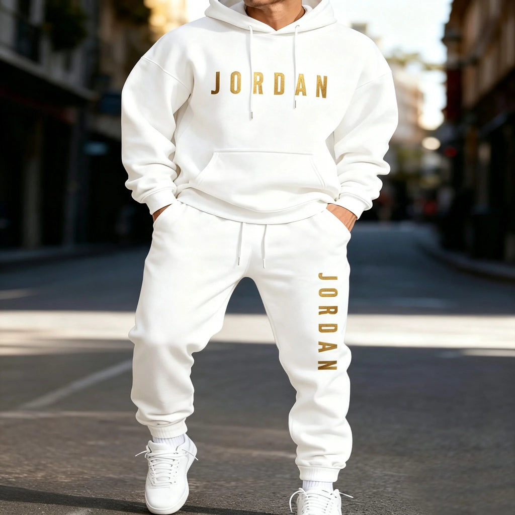 Men's Printed Hoodie & Sweatpants Two-Piece Set