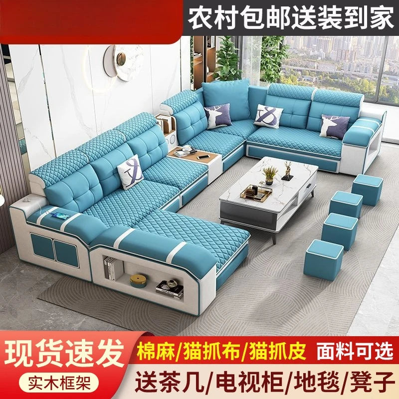Modern U-Shaped Sectional Sofa with Removable Covers