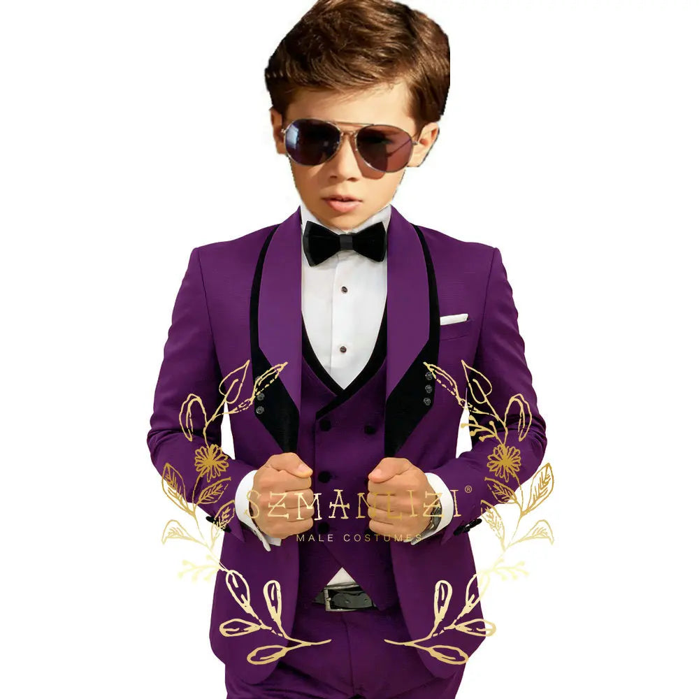 Boys’ 3-Piece Formal Suit with Elastic-Waist Trousers